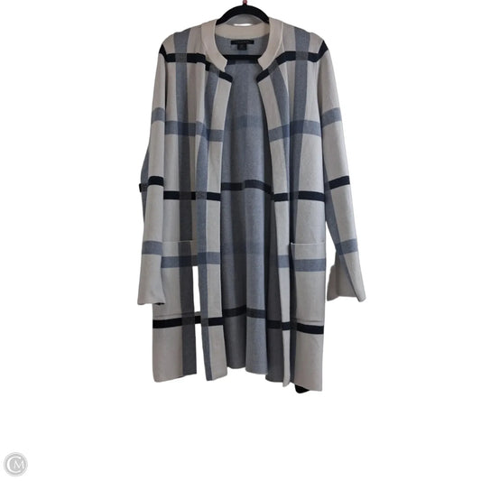 Sweater Cardigan By Tahari In Blue & White, Size: S