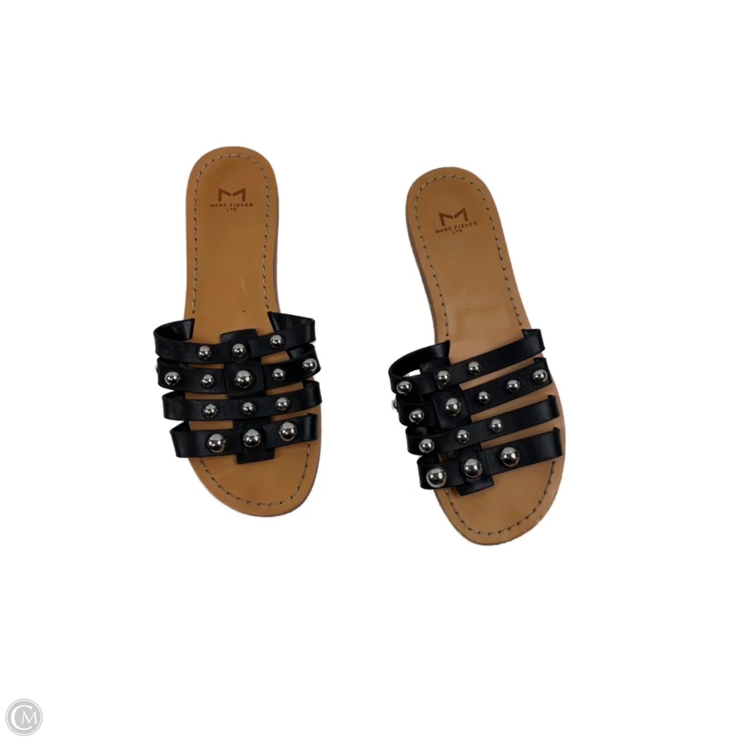 Sandals Flats By Marc Fisher In Black & Silver, Size: 7