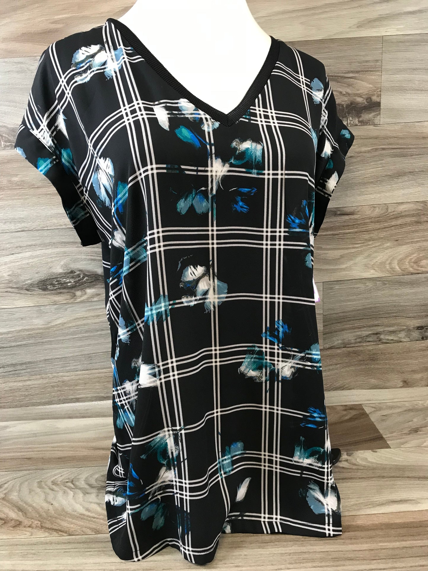 Black & Green Top Short Sleeve Worthington, Size M