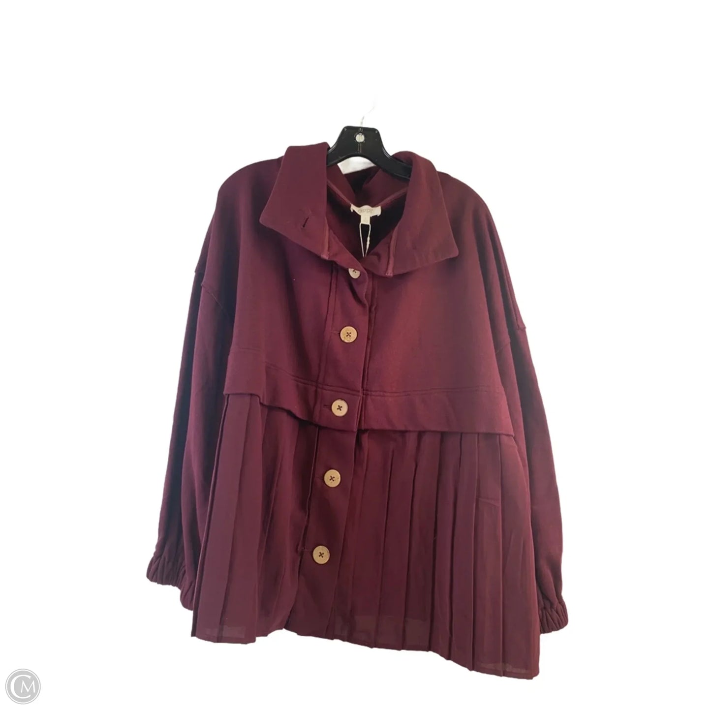 Top Long Sleeve By Oddi In Maroon, Size: L