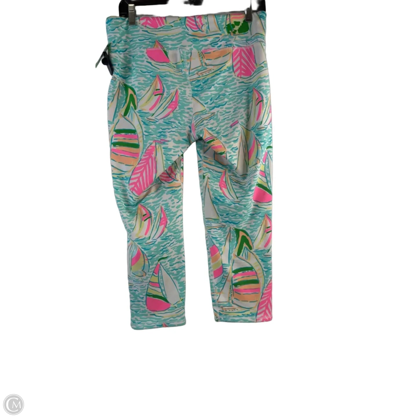 Capris Designer By Lilly Pulitzer In Green & Pink, Size: L