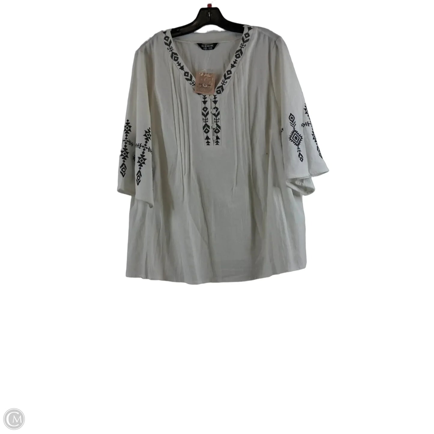 Top 3/4 Sleeve Basic By Bloomchic In Black & White, Size: Xl