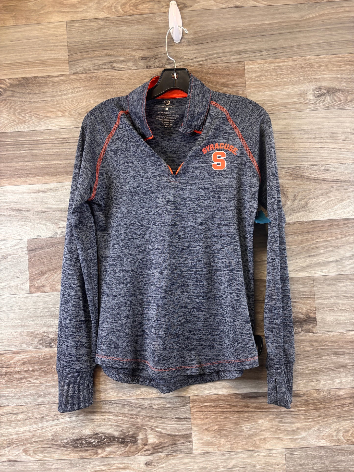 Athletic Top Long Sleeve Collar By Colosseum In Grey & Orange, Size: S