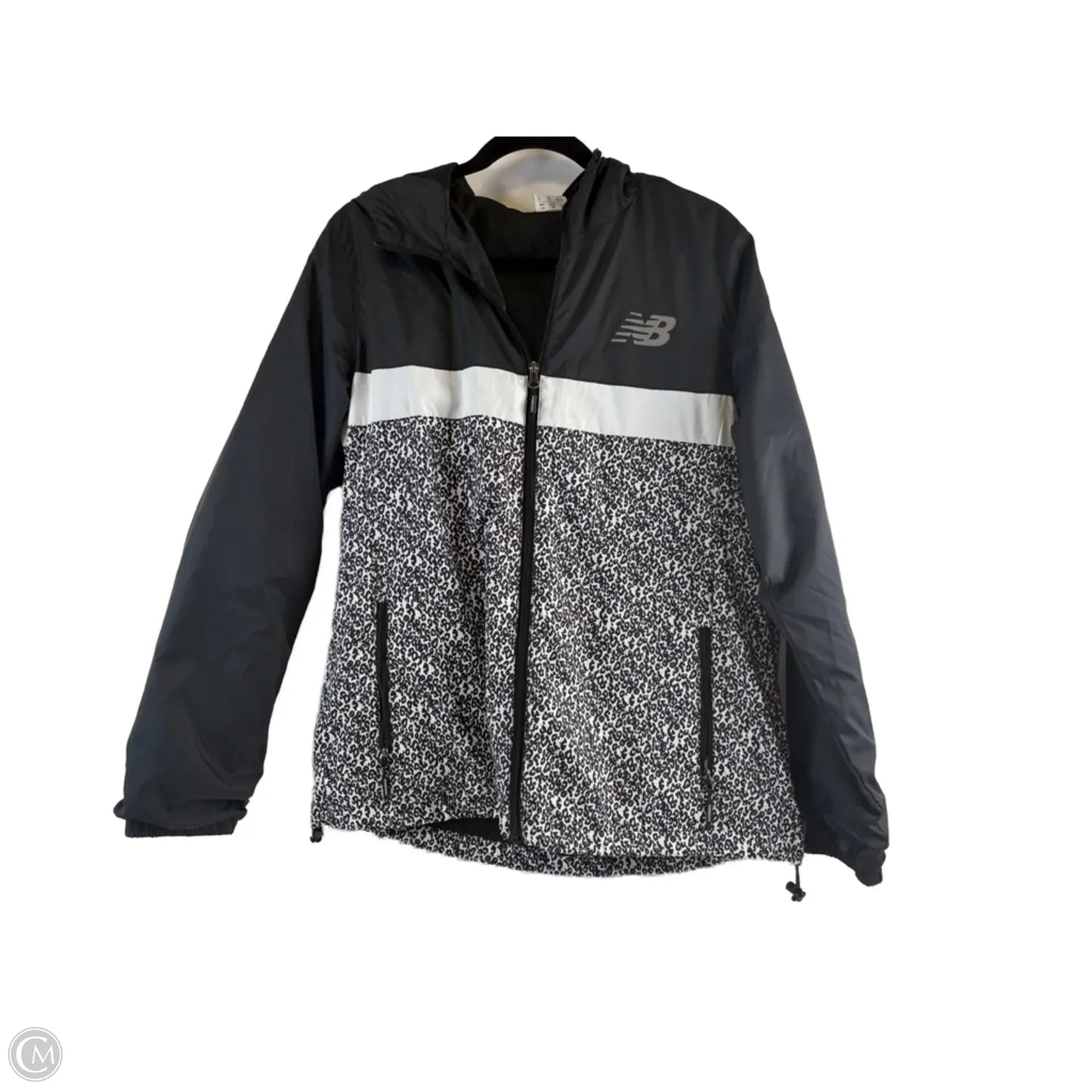 Jacket Windbreaker By New Balance In Black & White, Size: Xl