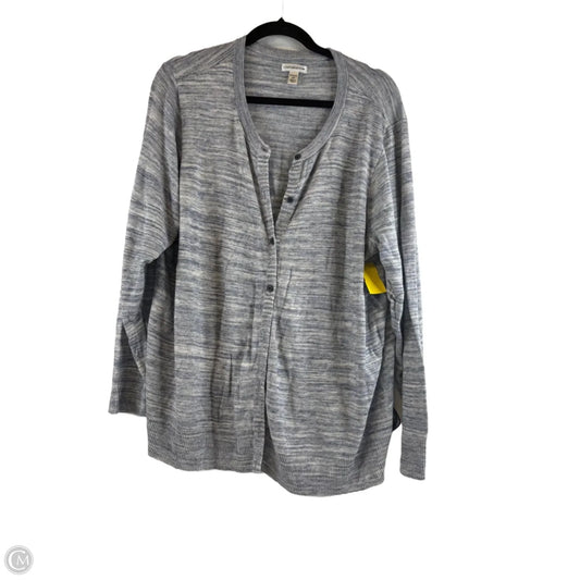 Sweater Cardigan By Croft And Barrow In Blue & White, Size: 2x
