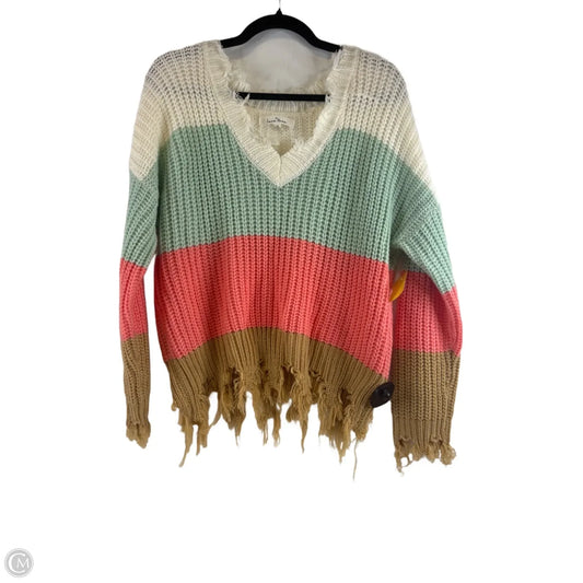 Sweater By Love Tree In Orange & White, Size: M