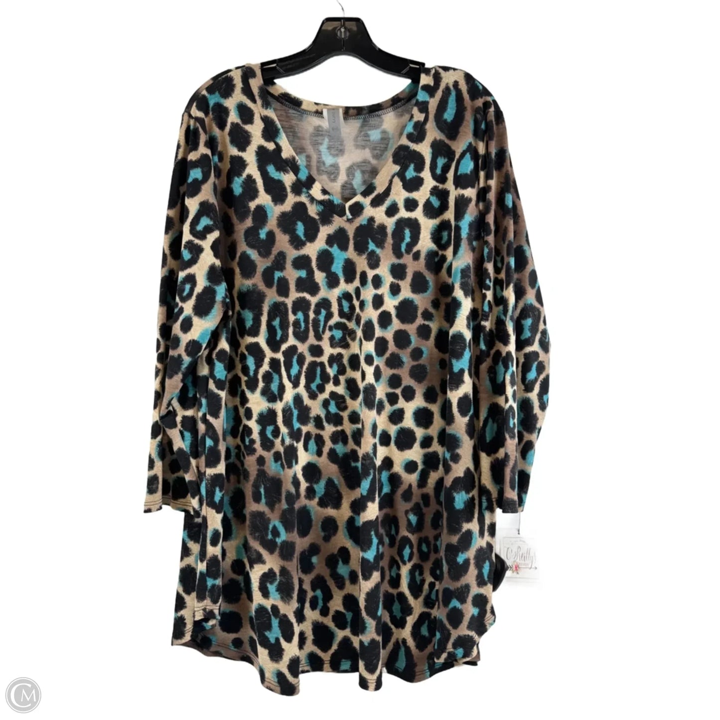 Top Long Sleeve By Honeyme In Leopard Print, Size: 3x
