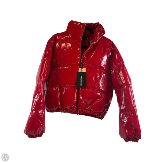 Jacket Puffer & Quilted By Pretty Little Thing In Red, Size: M