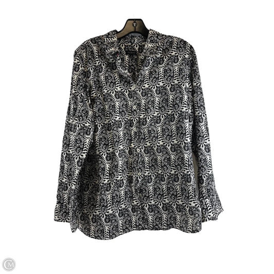 Top Long Sleeve By Talbots In Black & Cream, Size: M