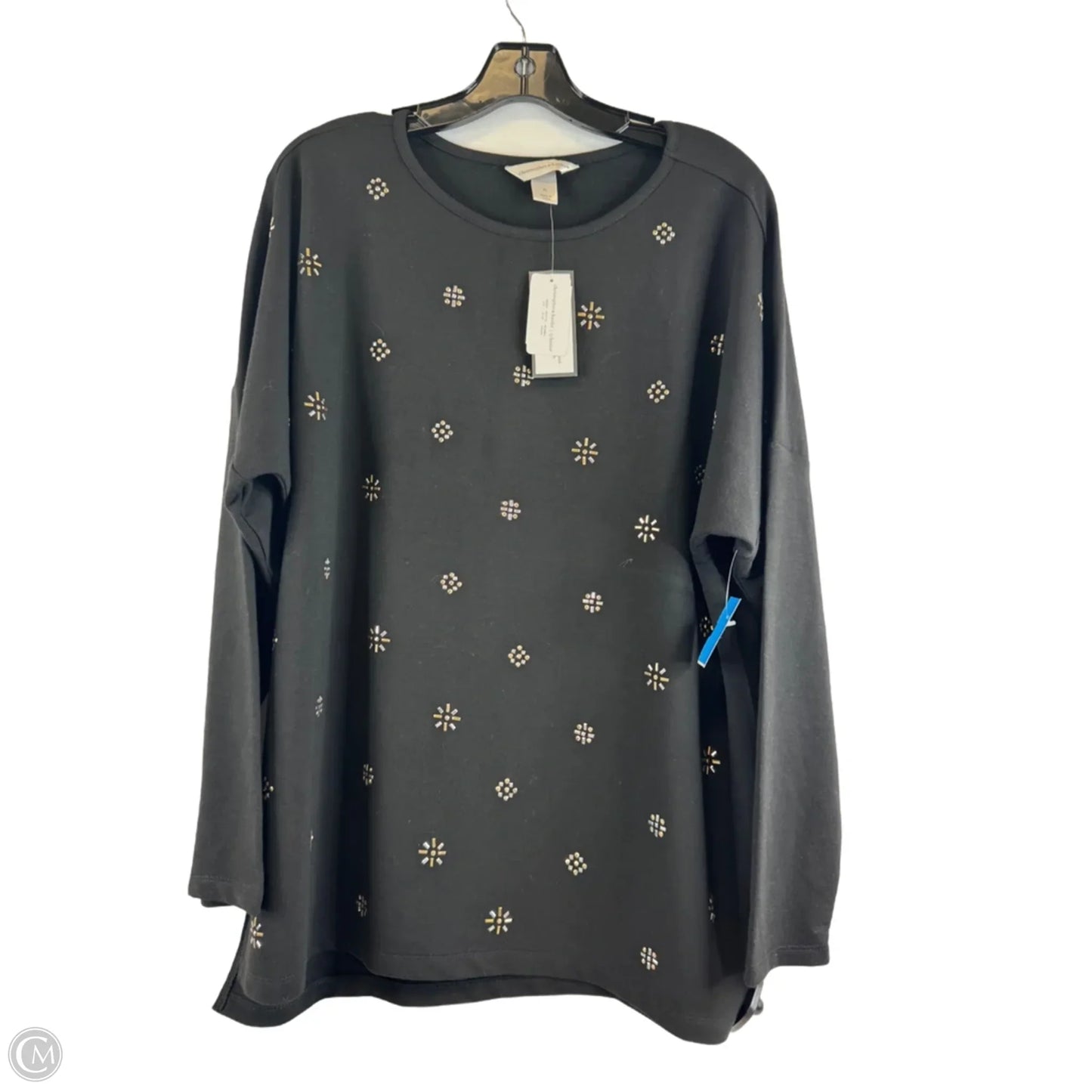 Top Long Sleeve By Christopher And Banks In Black & Gold, Size: Xl