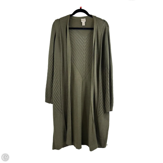 Sweater Cardigan By Chicos In Green, Size: M