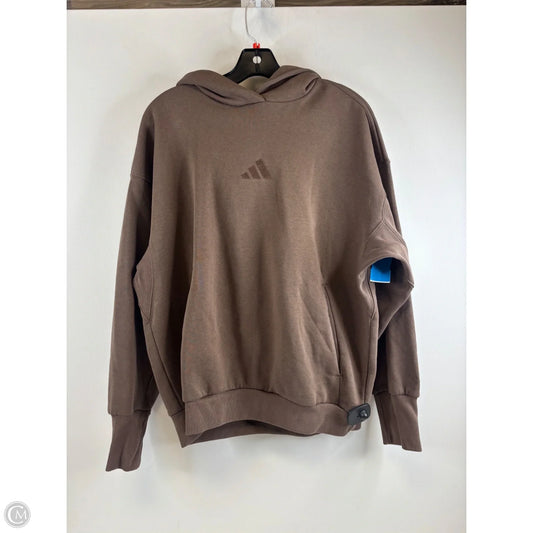 Sweatshirt Hoodie By Adidas In Brown, Size: M