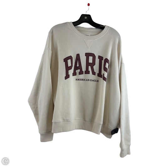 Sweatshirt Crewneck By American Eagle In Cream & Red, Size: L