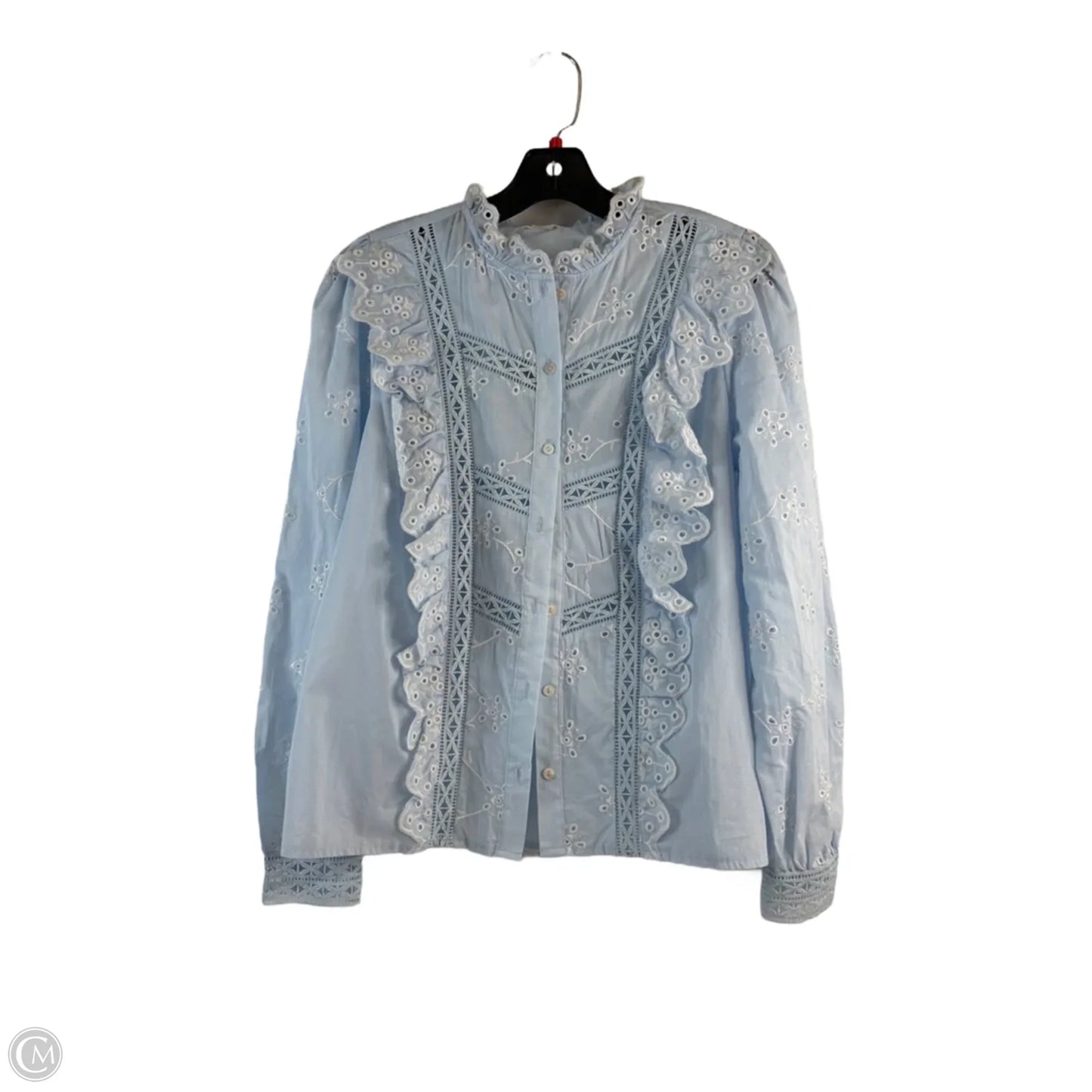 Top Long Sleeve By Ultra Pink In Blue & White, Size: S