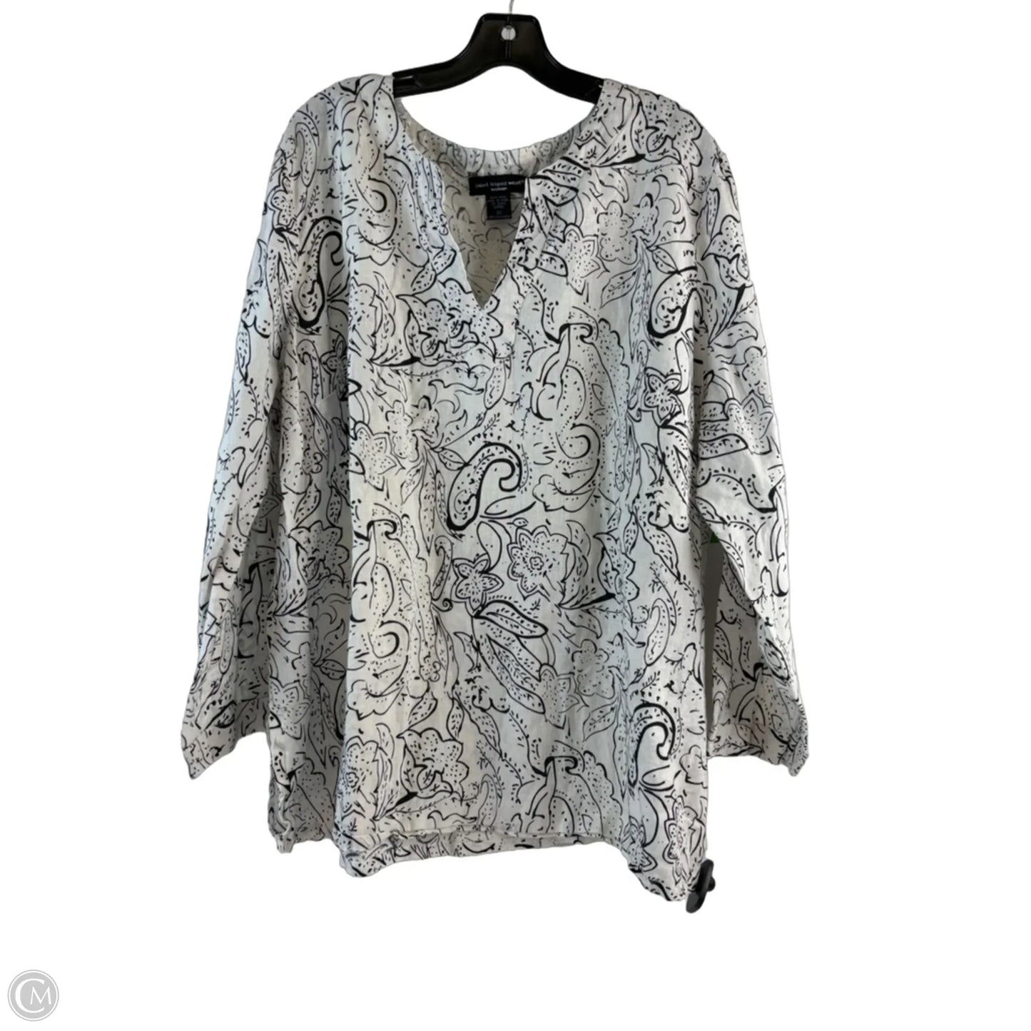Top 3/4 Sleeve By Saint Tropez In Black & White, Size: 2x