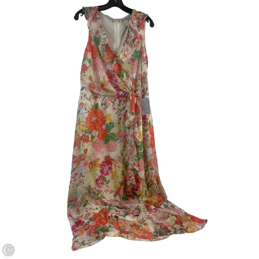Dress Casual Maxi By London Times In Orange & Pink, Size: L
