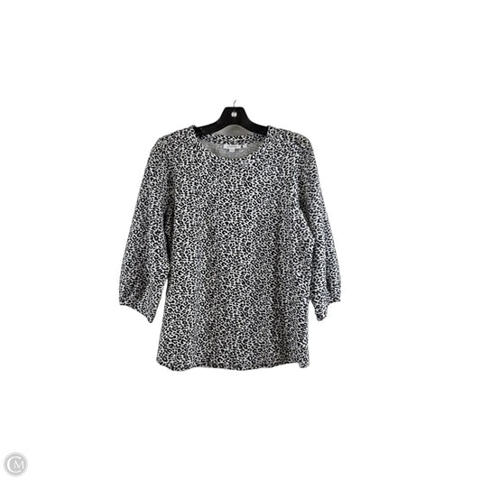 Top 3/4 Sleeve By Chicos In Black & White, Size: L