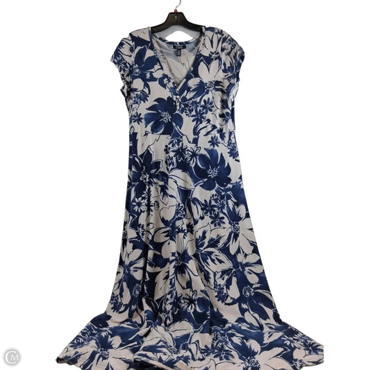 Dress Casual Maxi By Chaps In Blue & White, Size: Xl