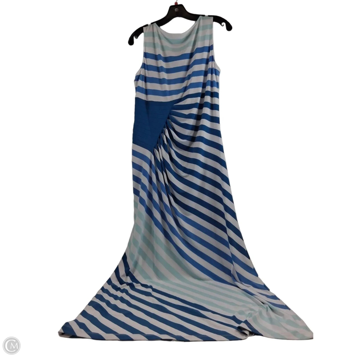 Dress Casual Maxi By Chicos In Blue & White, Size: M