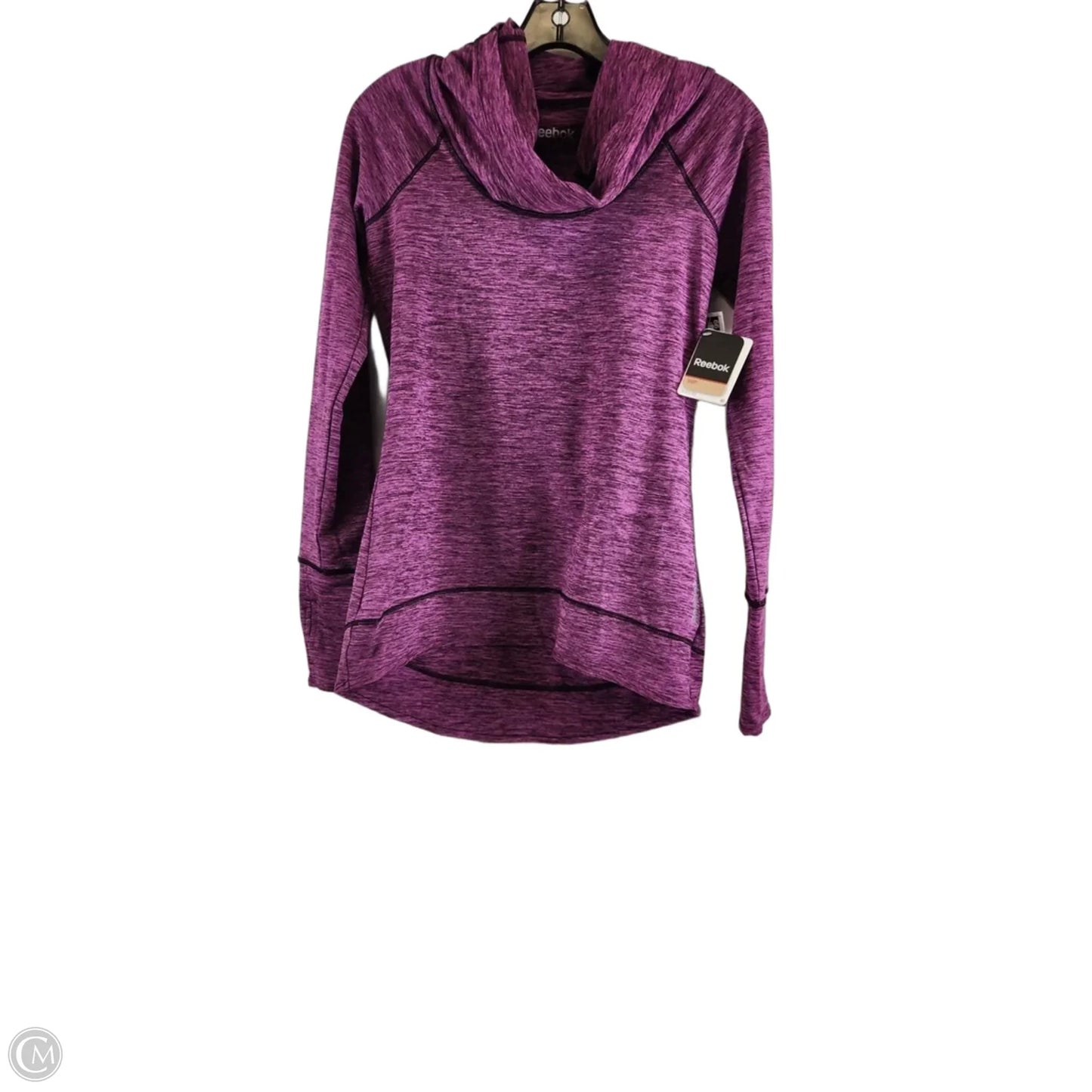 Athletic Top Long Sleeve Collar By Reebok In Purple, Size: S