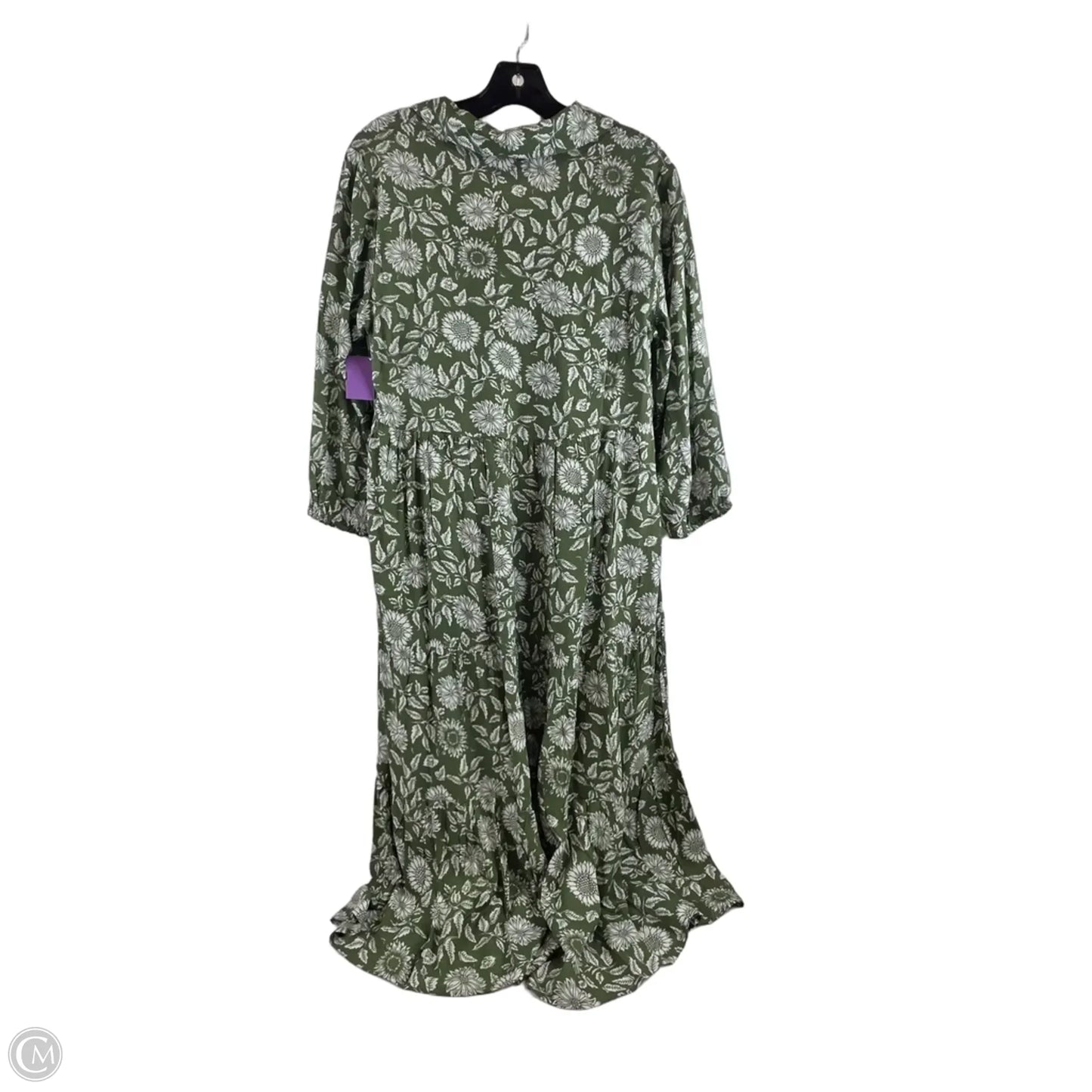 Dress Casual Midi By Clothes Mentor In Green & White, Size: M