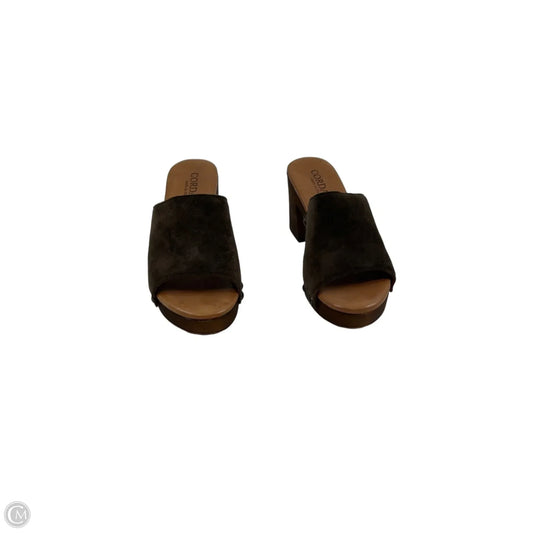 Sandals Heels Block By Clothes Mentor In Brown, Size: 7