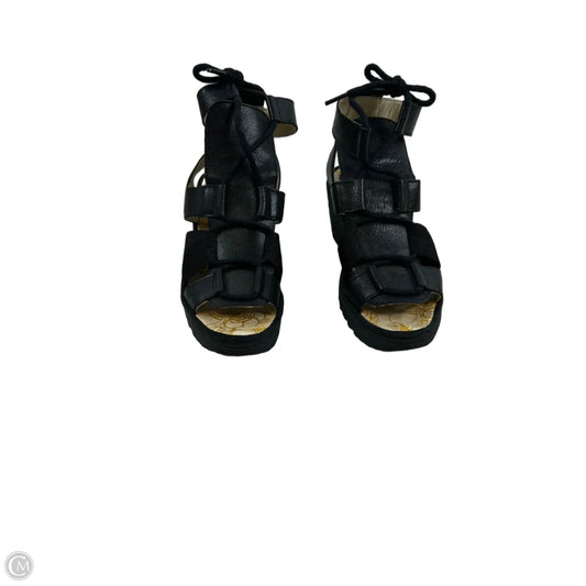Sandals Heels Wedge By Fly London In Black, Size: 6