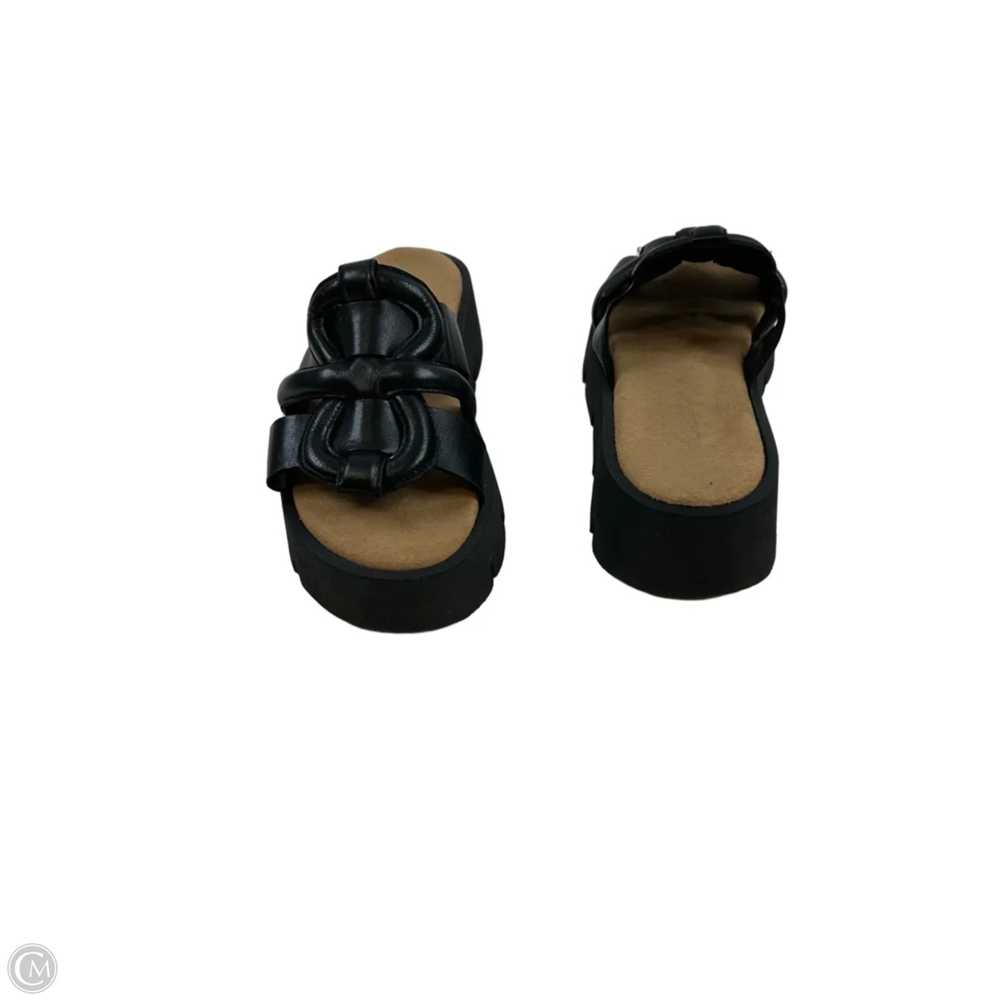 Sandals Heels Platform By Clothes Mentor In Black & White, Size: 7