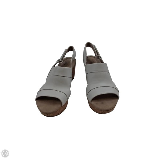 Sandals Heels Wedge By Clarks In White, Size: 8.5