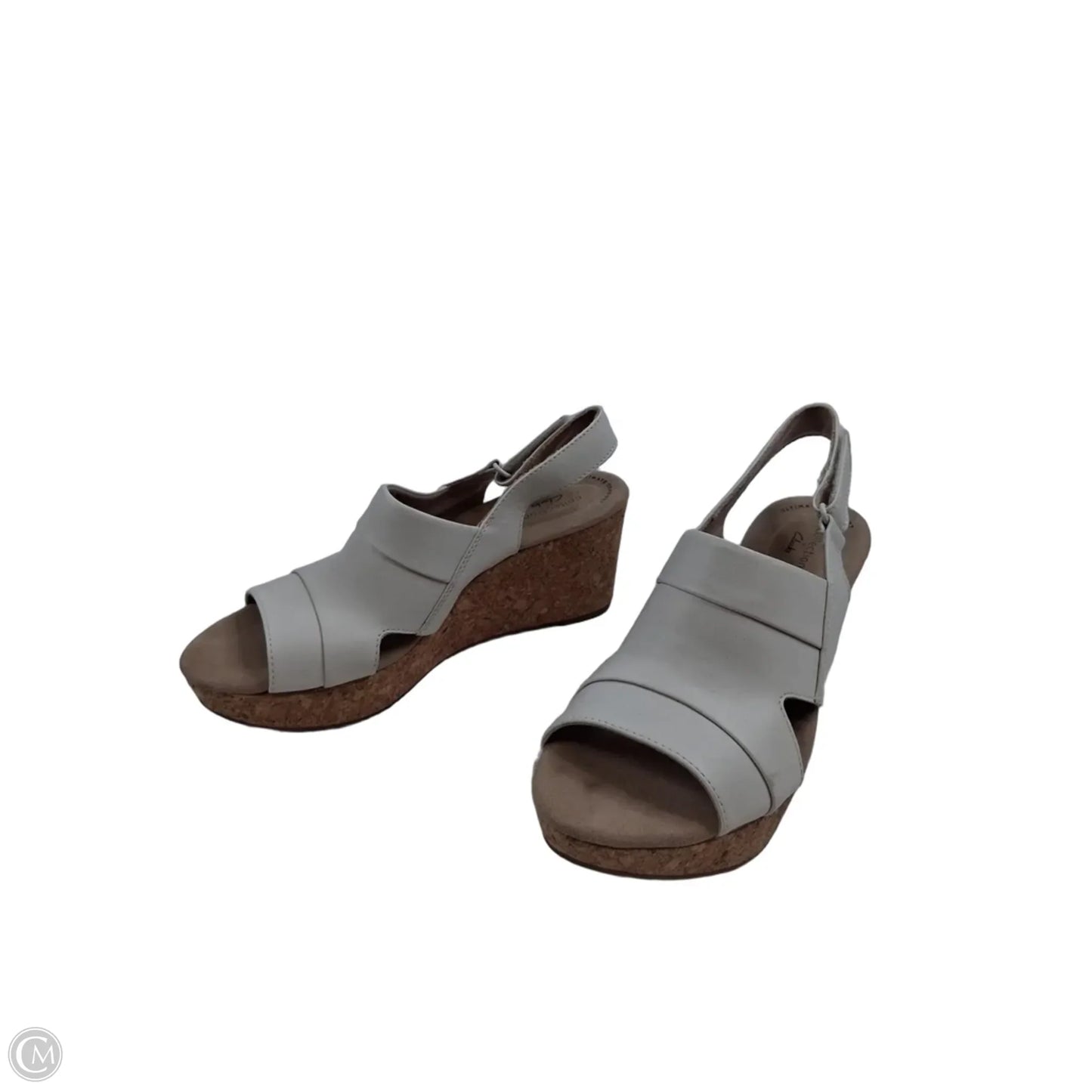 Sandals Heels Wedge By Clarks In White, Size: 8.5