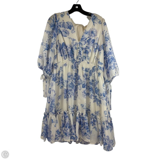 Dress Casual Midi By Taylor In Blue & White, Size: Xl