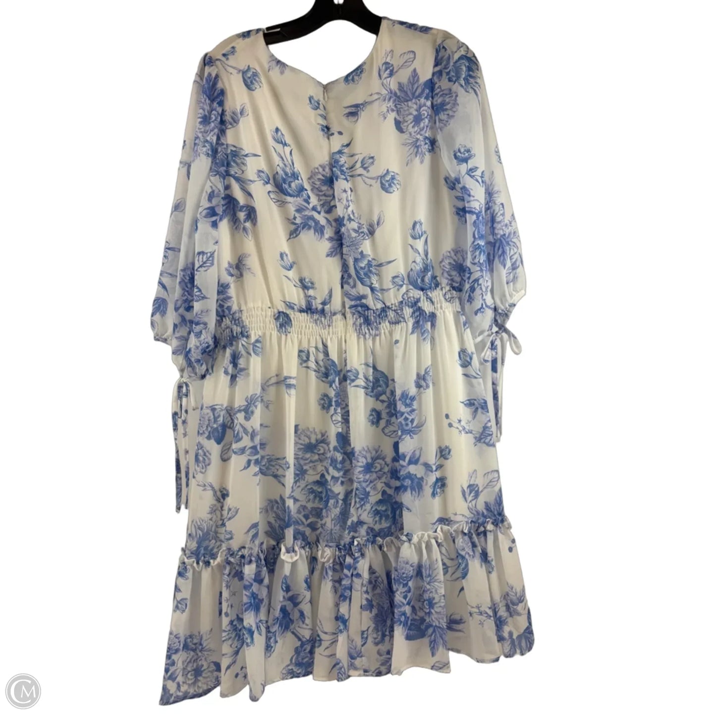 Dress Casual Midi By Taylor In Blue & White, Size: Xl