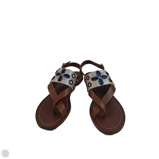 Sandals Designer By Tory Burch In Brown & Green, Size: 9