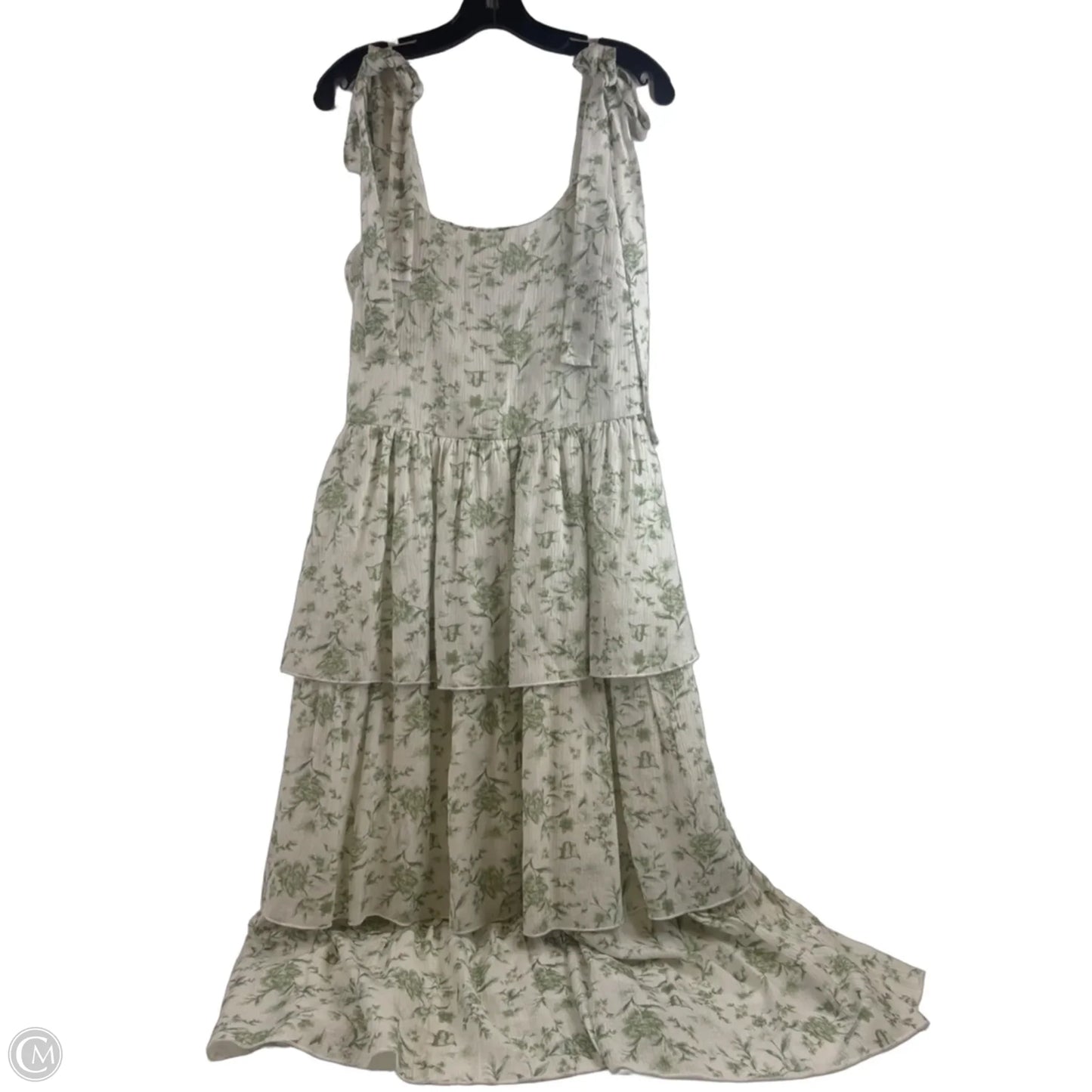 Dress Casual Midi By Indigo Soul In Green & White, Size: M