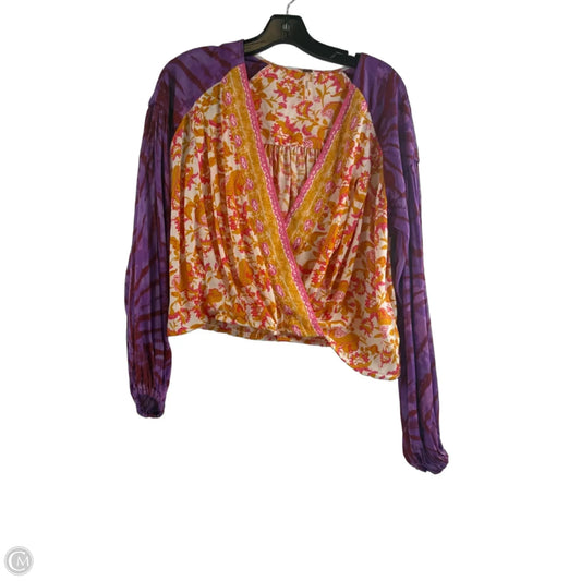 Top Long Sleeve By Free People In Purple & Yellow, Size: Xs