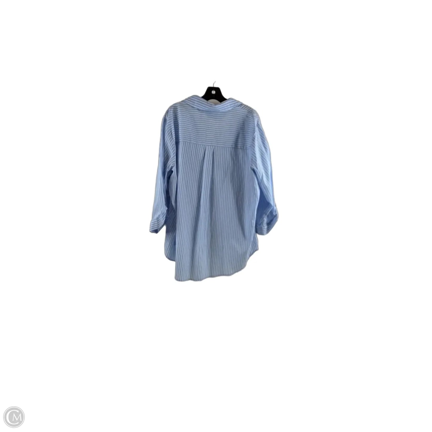 Top Long Sleeve By Fortune & Ivy In Blue & White, Size: 2x