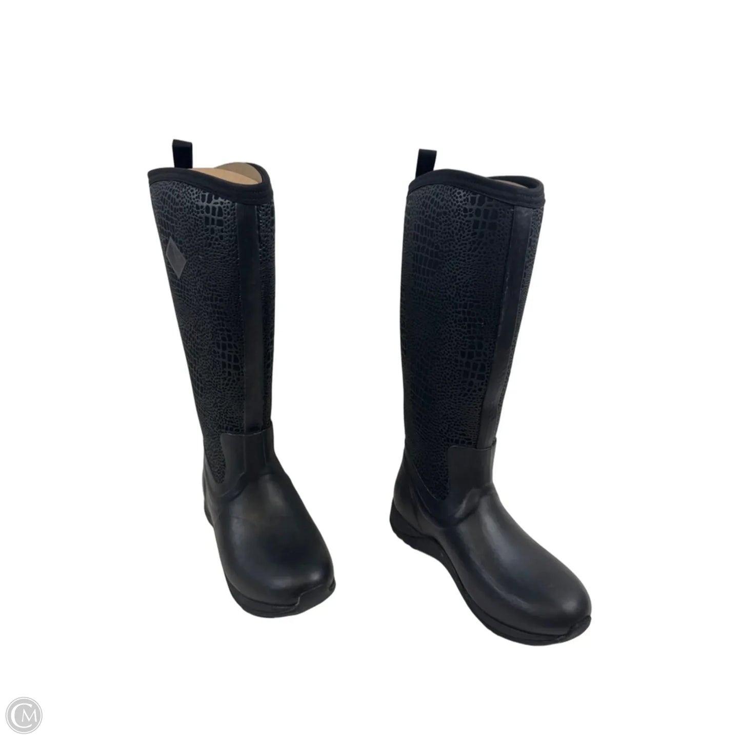 Boots Rain By Clothes Mentor In Black & Silver, Size: 7