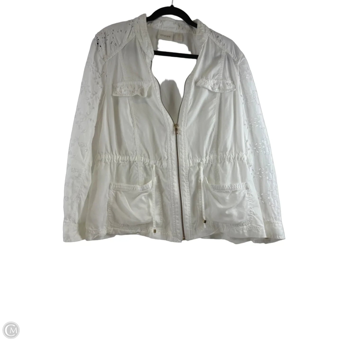 Jacket Shirt By Chicos In White, Size: L