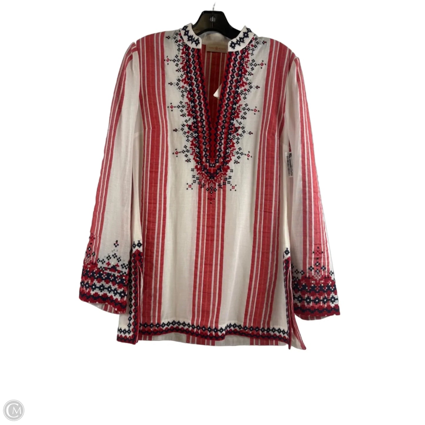 Tunic Designer By Tory Burch In Blue & Red & White, Size: M