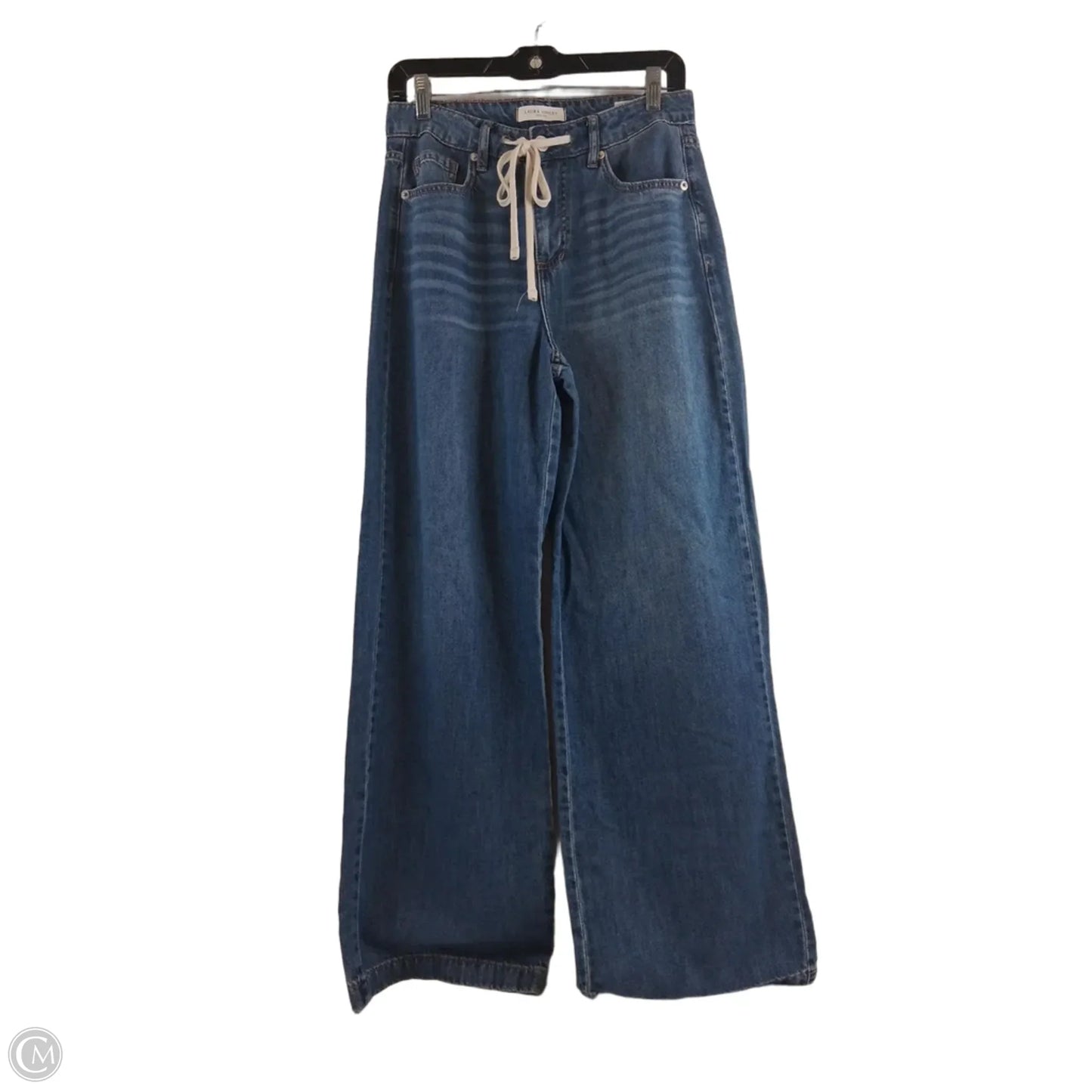 Jeans Wide Leg By Laura Ashley In Blue Denim, Size: 4