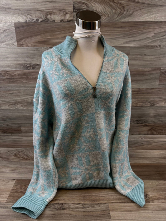 Sweater By Loft In Blue & Grey, Size: L