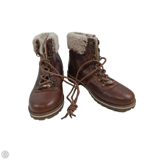 Boots Ankle Heels By Clothes Mentor In Brown & Cream, Size: 9