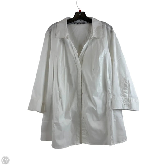 Top 3/4 Sleeve By Lee In White, Size: 3x