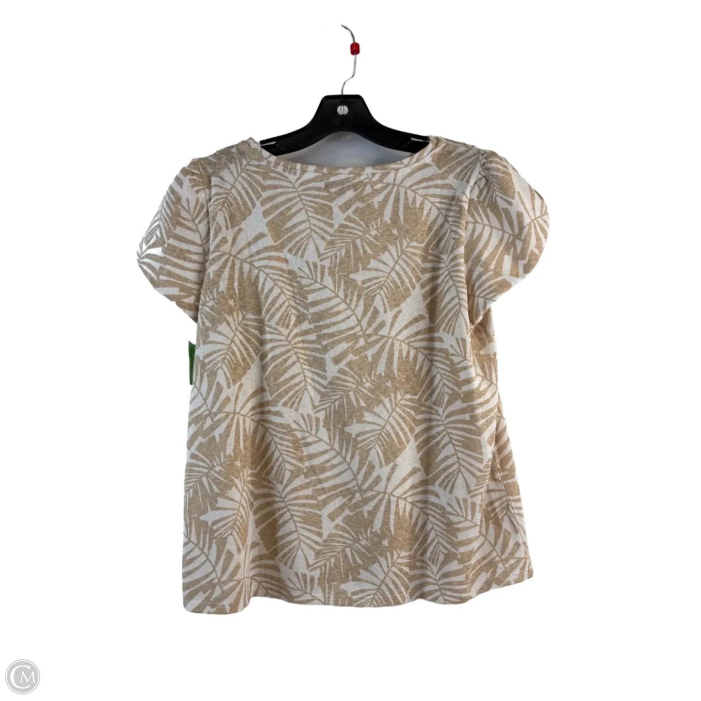 Top Short Sleeve By Loft In Cream & Tan, Size: M