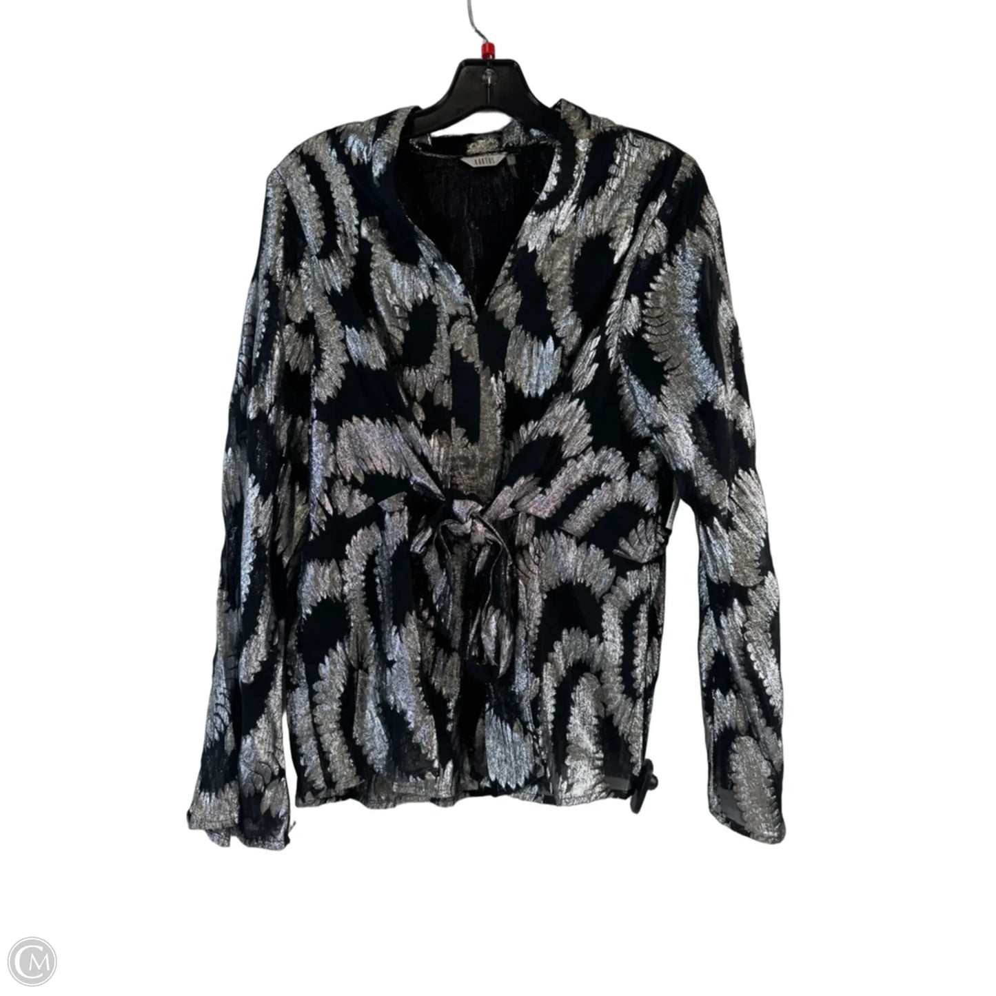 Top Long Sleeve By Kaktus In Black & Silver, Size: L