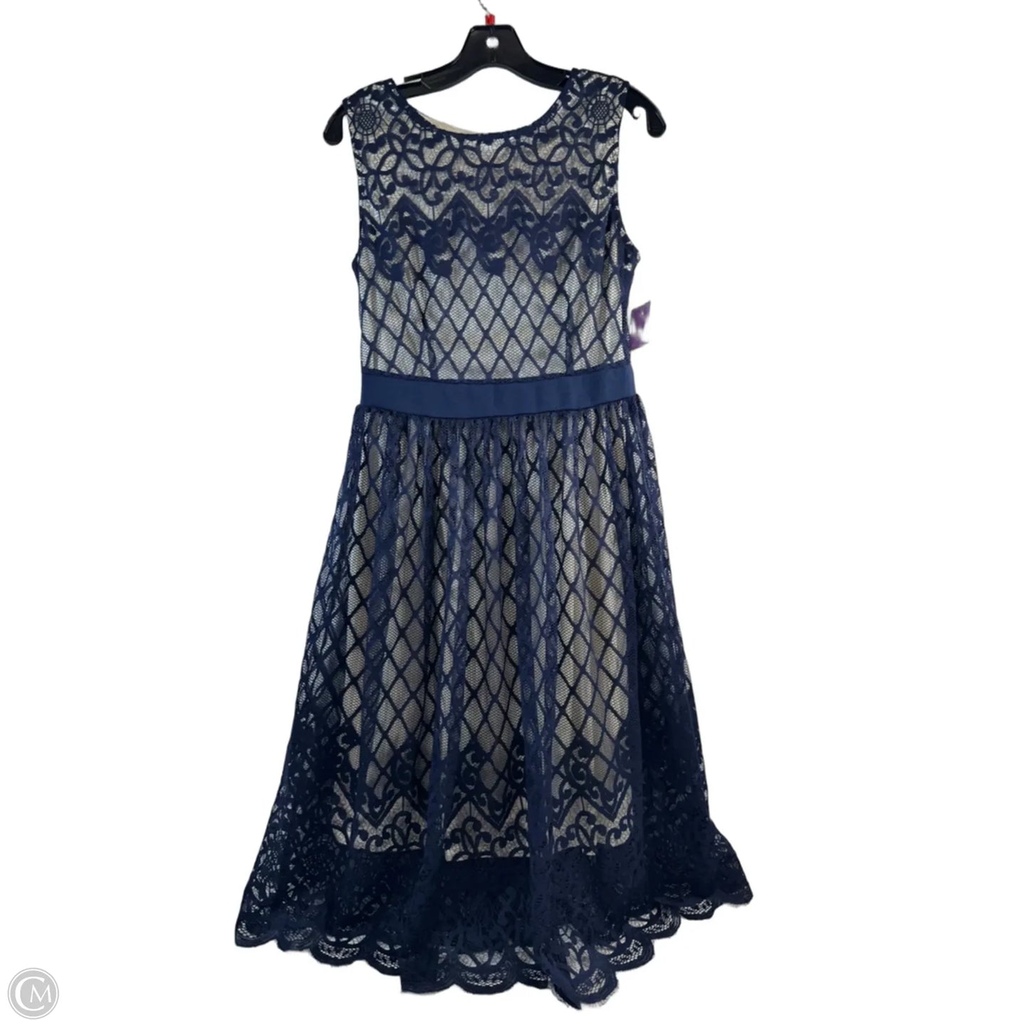 Dress Casual Midi By Clothes Mentor In Blue & Cream, Size: M