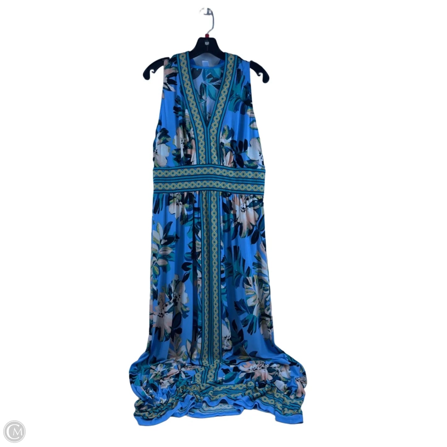 Dress Casual Maxi By London Times In Blue & Green, Size: Xl