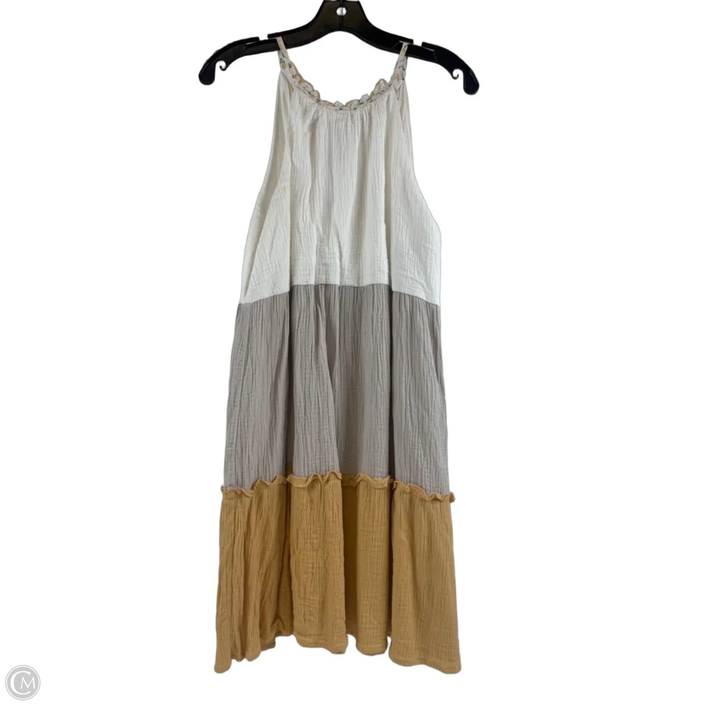 Dress Casual Short By Hem & Thread In Grey & Yellow, Size: M