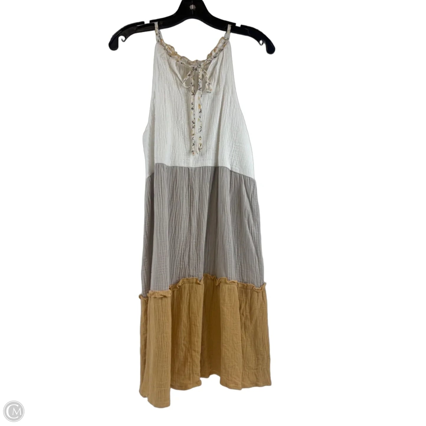 Dress Casual Short By Hem & Thread In Grey & Yellow, Size: M