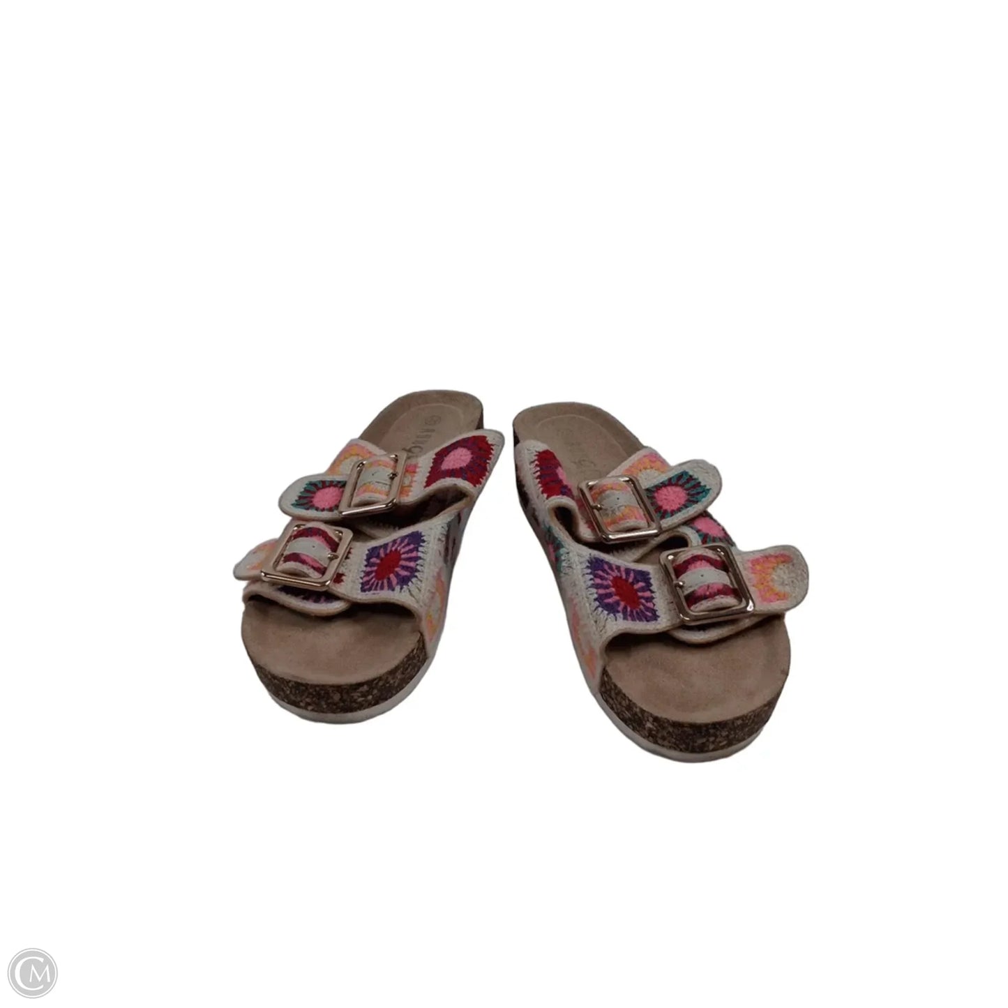Sandals Heels Wedge By Rouge In Pink & White, Size: 7.5